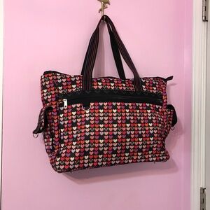 Vintage Y2K Roxy Multicolor Pink Logo Hearts Weekend Travel Beach Tote Bag